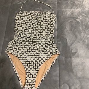 Ruched black and white Jcrew 1 piece